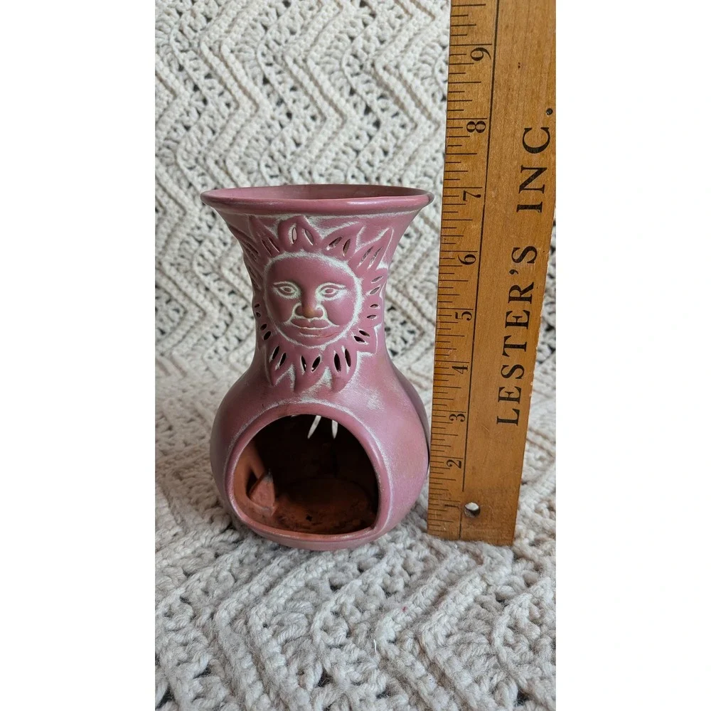 Vintage PartyLite Sun Celestial Whimsigoth Chiminea & Moon Candle Holder Set